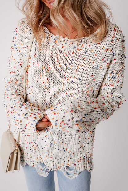 Isabel Confetti Distressed Knit Sweater - Hello Beautiful Boutique20% OFFThreaded Pear