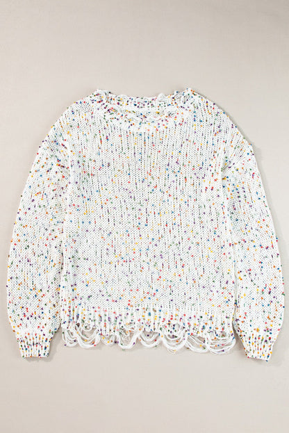 Isabel Confetti Distressed Knit Sweater - Hello Beautiful Boutique20% OFFThreaded Pear