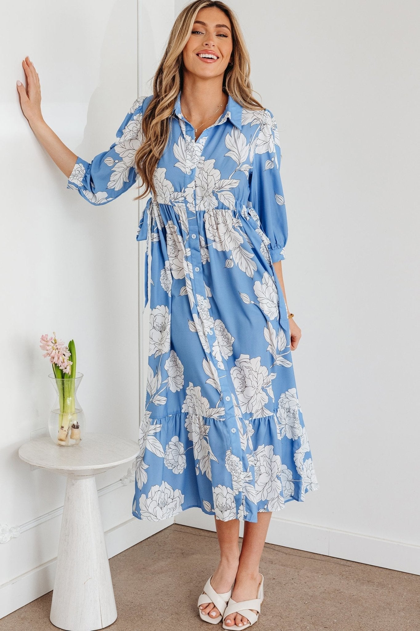 Isabella Floral Print Shirt - Hello Beautiful BoutiqueFloral DressesThreaded Pear