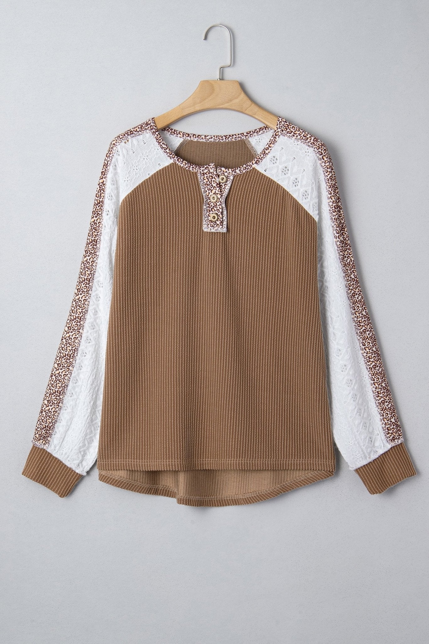 Isabella Lace Contrast Patchwork Long Sleeve Top - Hello Beautiful BoutiqueLong Sleeve TopsThreaded Pear
