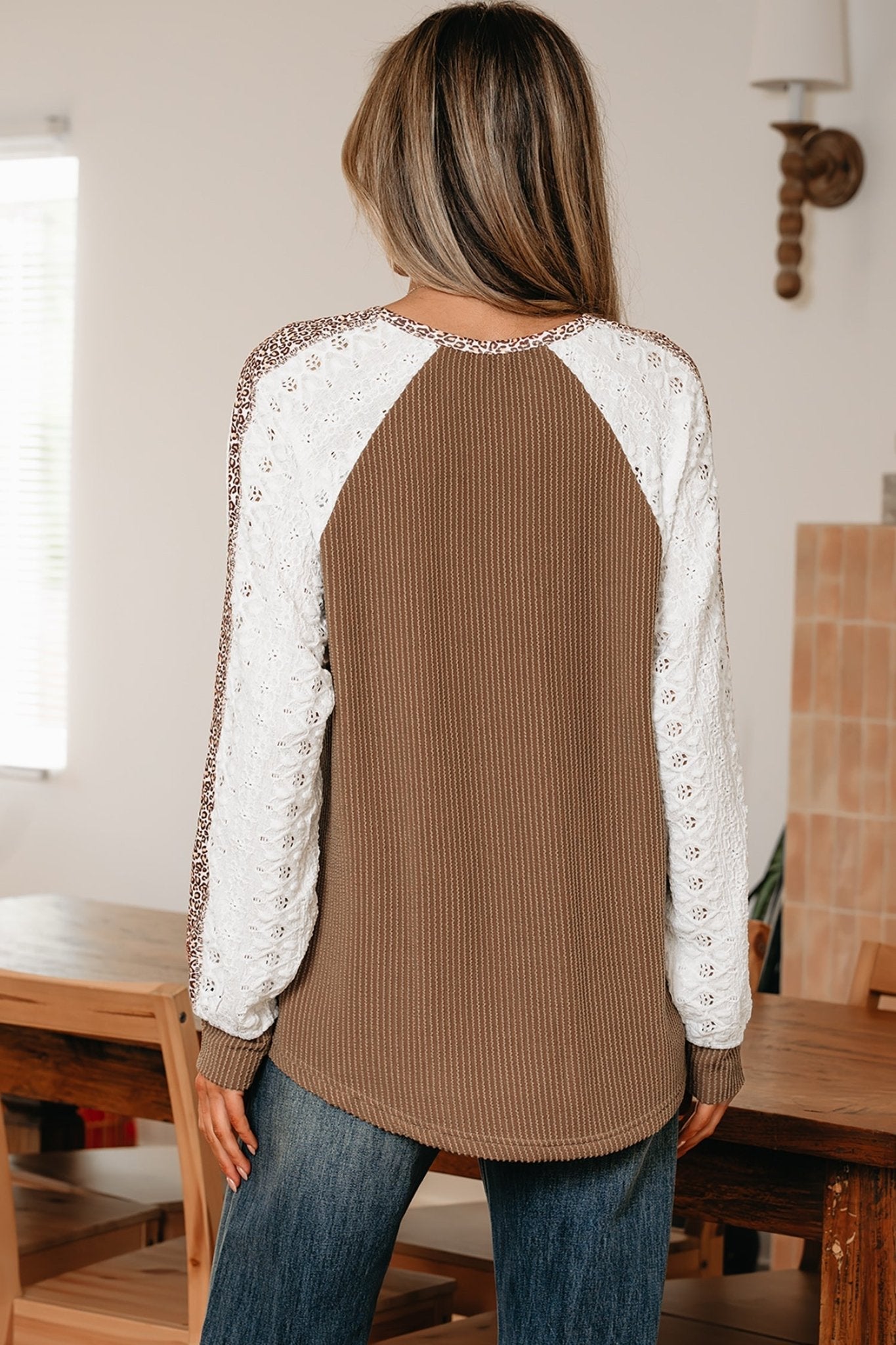 Isabella Lace Contrast Patchwork Long Sleeve Top - Hello Beautiful BoutiqueLong Sleeve TopsThreaded Pear