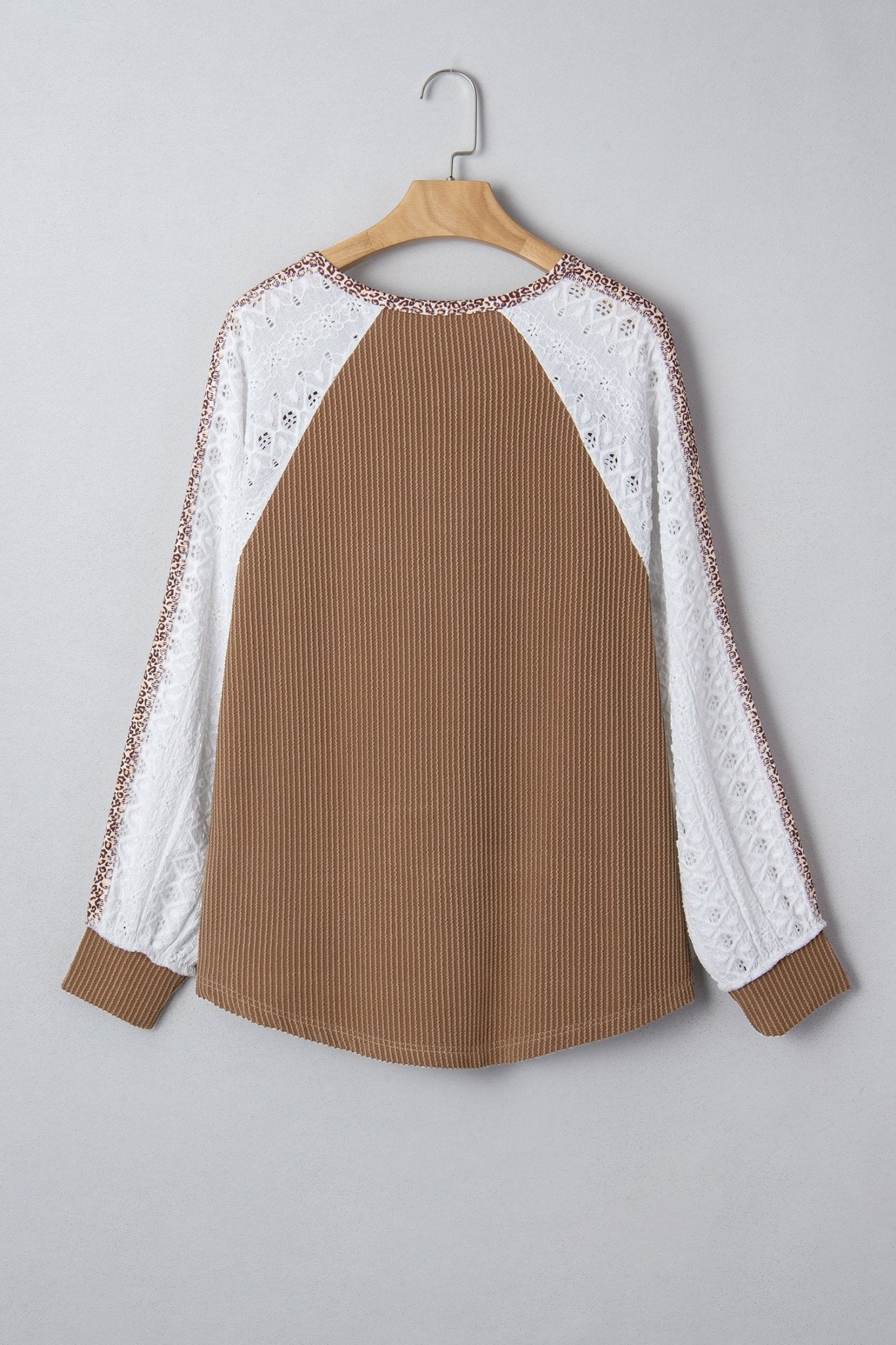 Isabella Lace Contrast Patchwork Long Sleeve Top - Hello Beautiful BoutiqueLong Sleeve TopsThreaded Pear