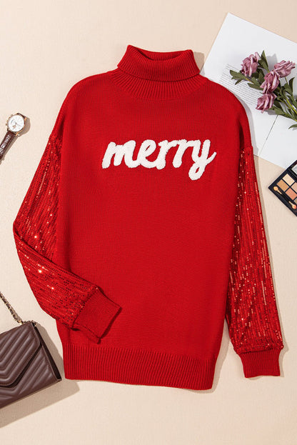 Isabella Sleeves Christmas Turtleneck Sweater - Hello Beautiful BoutiqueSweatersThreaded Pear
