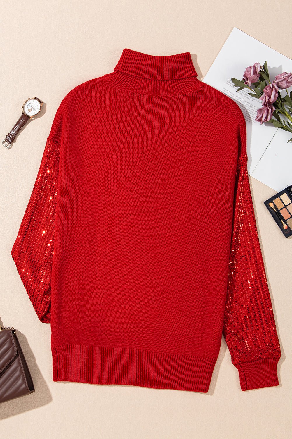 Isabella Sleeves Christmas Turtleneck Sweater - Hello Beautiful BoutiqueSweatersThreaded Pear