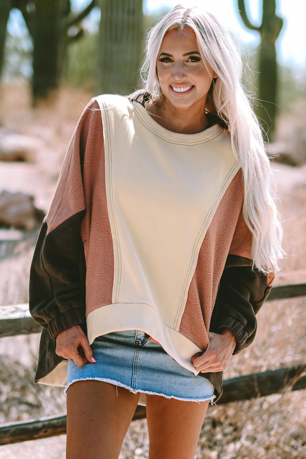 Isabelle Patchwork High Low Hoodie - Hello Beautiful Boutique20% OFFThreaded Pear