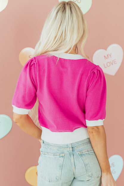 Isla Short Puff Sleeve Sweater - Hello Beautiful BoutiqueShort Sleeve SweatersThreaded Pear