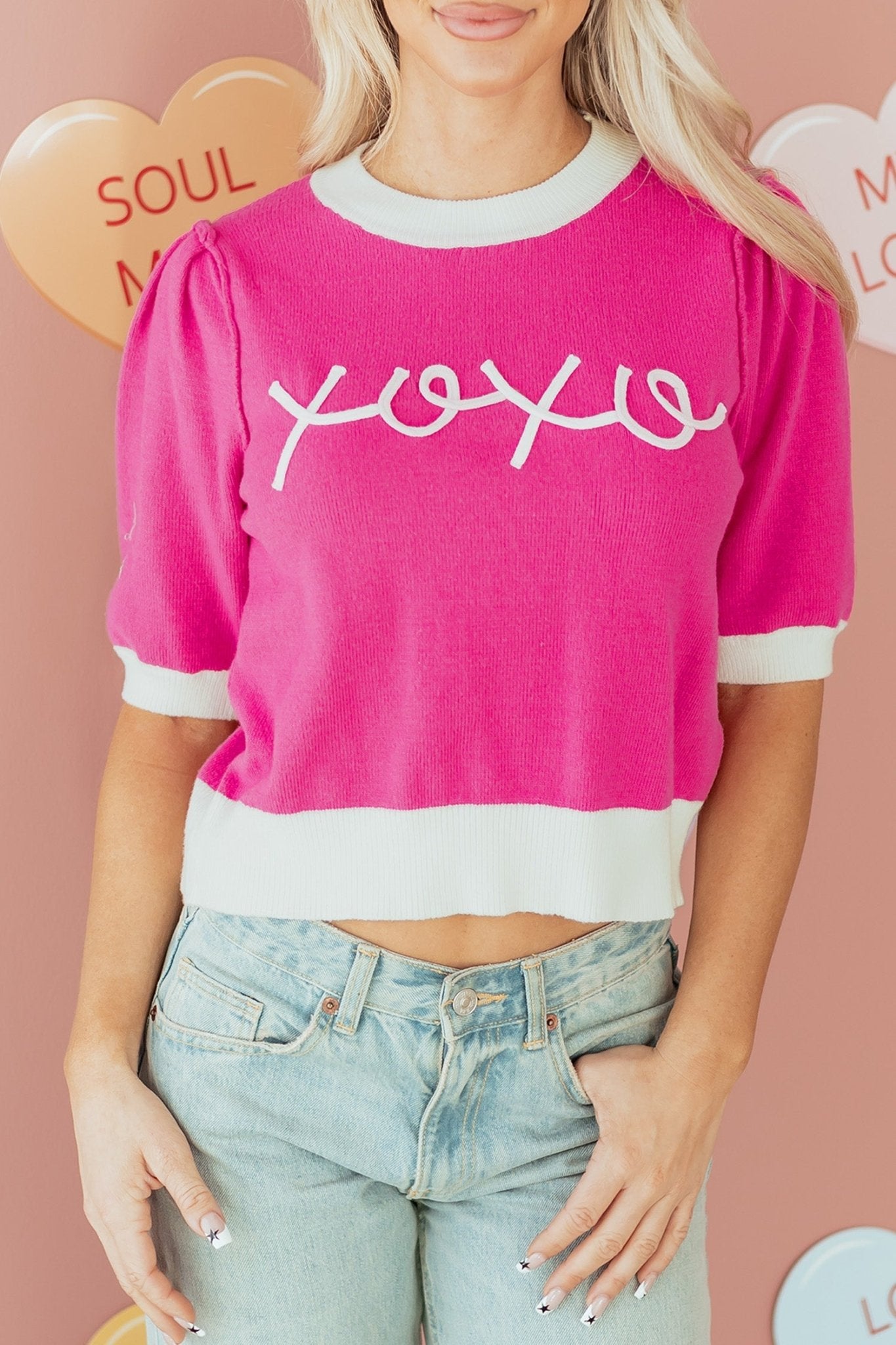 Isla Short Puff Sleeve Sweater - Hello Beautiful BoutiqueShort Sleeve SweatersThreaded Pear