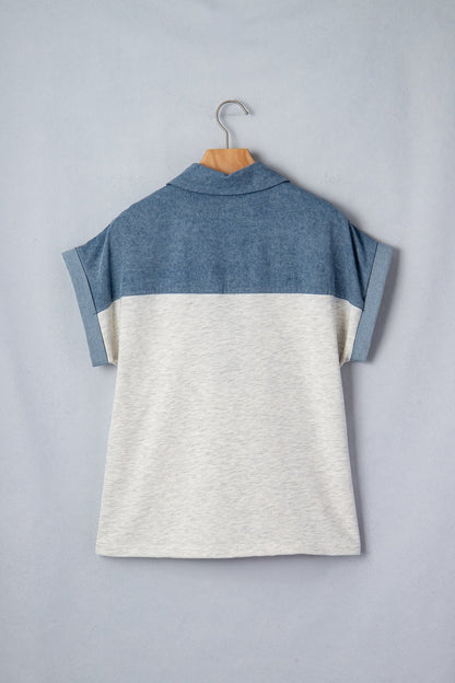 Ivey Collar Short Sleeve Top - Hello Beautiful BoutiqueBlouses & ShirtsThreaded Pear