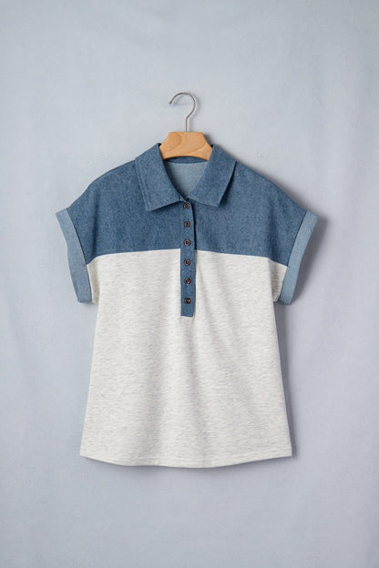 Ivey Collar Short Sleeve Top - Hello Beautiful BoutiqueBlouses & ShirtsThreaded Pear