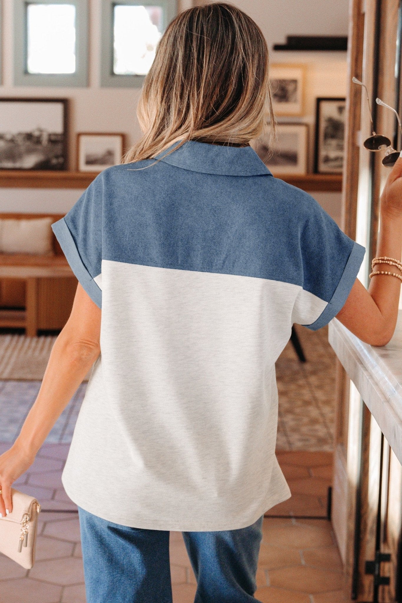 Ivey Collar Short Sleeve Top - Hello Beautiful BoutiqueBlouses & ShirtsThreaded Pear