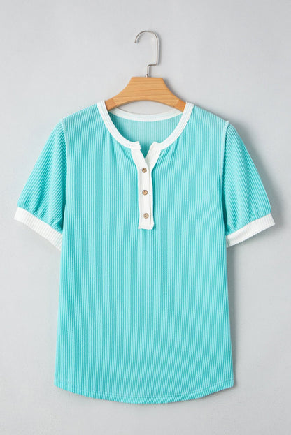 Ivey Colorblock Henley T Shirt - Hello Beautiful BoutiqueTops & TeesThreaded Pear