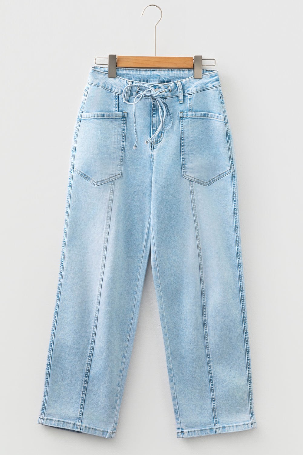 Ivory Detail Drawstring Barrel Jeans - Hello Beautiful BoutiqueJeansThreaded Pear