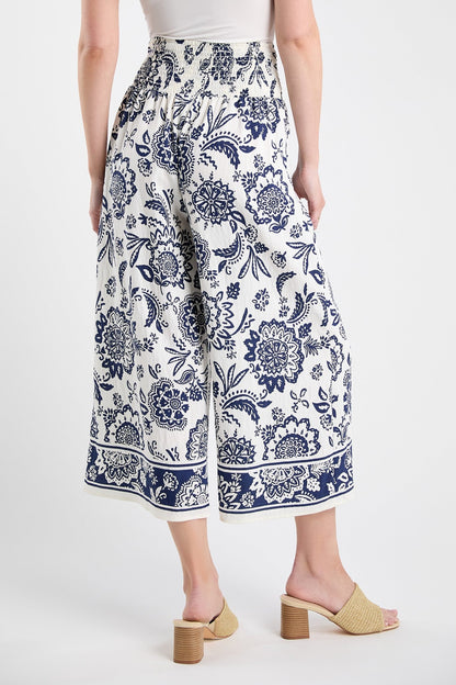 Ivory/ Navy Border Print Pants - Hello Beautiful BoutiquePantsEvelen