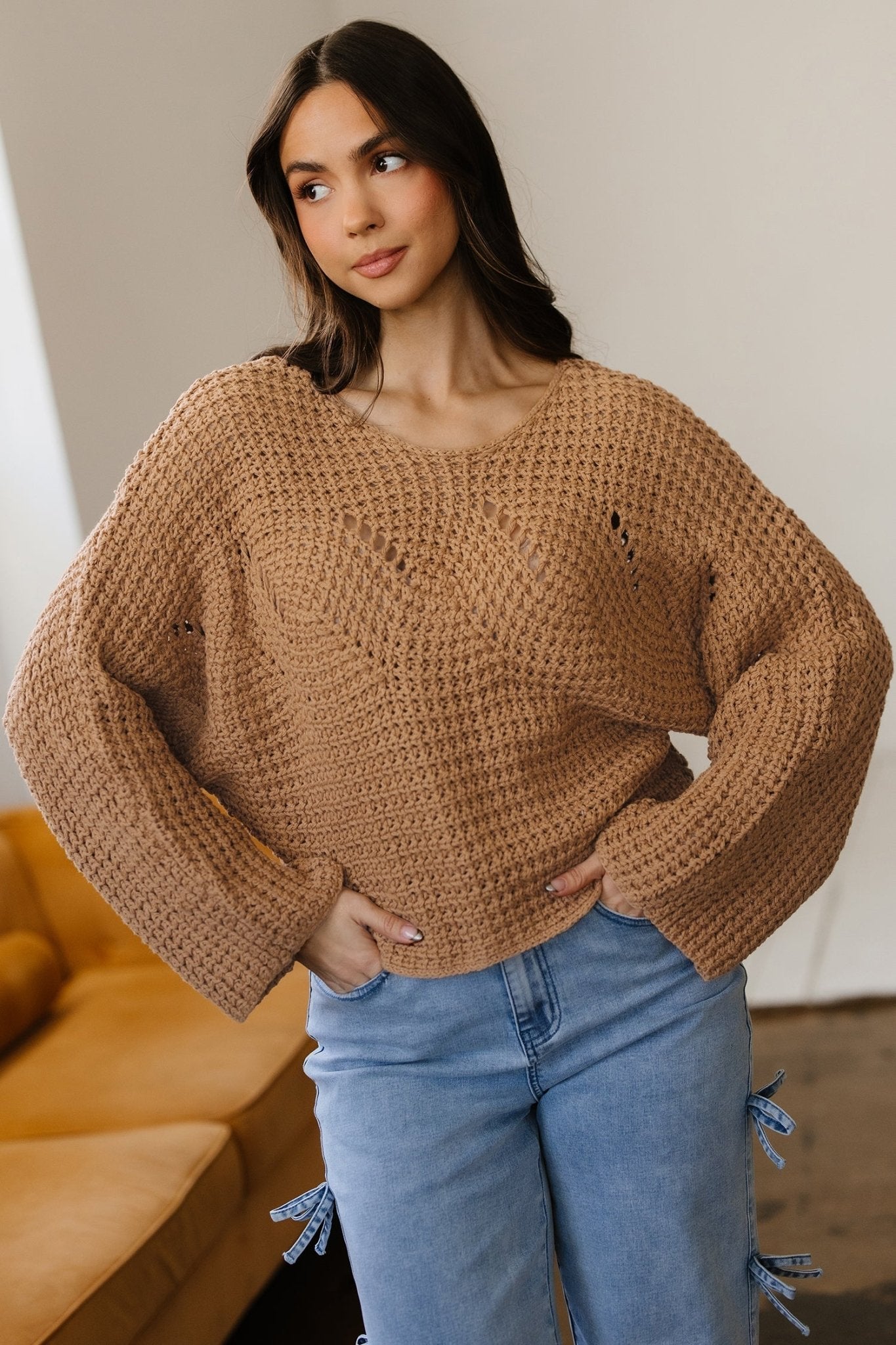 Ivy Sleeve Loose Pullover Sweater - Hello Beautiful BoutiqueSweatersThreaded Pear
