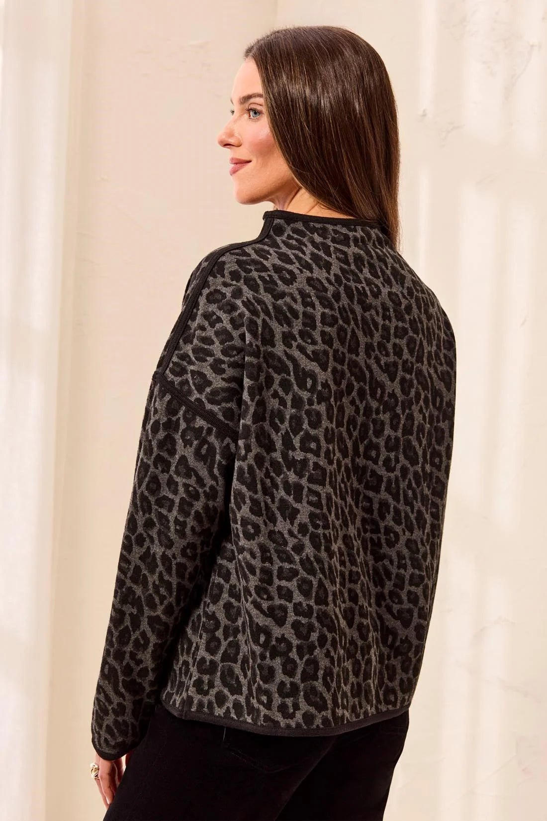 Jacquard Brushed Knit Mock-Neck Top - Hello Beautiful BoutiqueSweaterTribal