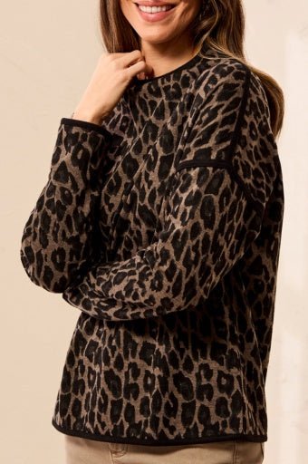 Jacquard Brushed Knit Mock-Neck Top - Hello Beautiful BoutiqueSweaterTribal
