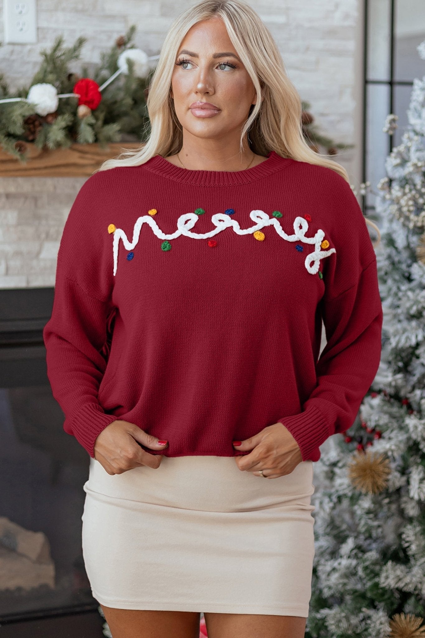 Jade Christmas Drop Shoulder Sweater - Hello Beautiful BoutiqueSweatersThreaded Pear