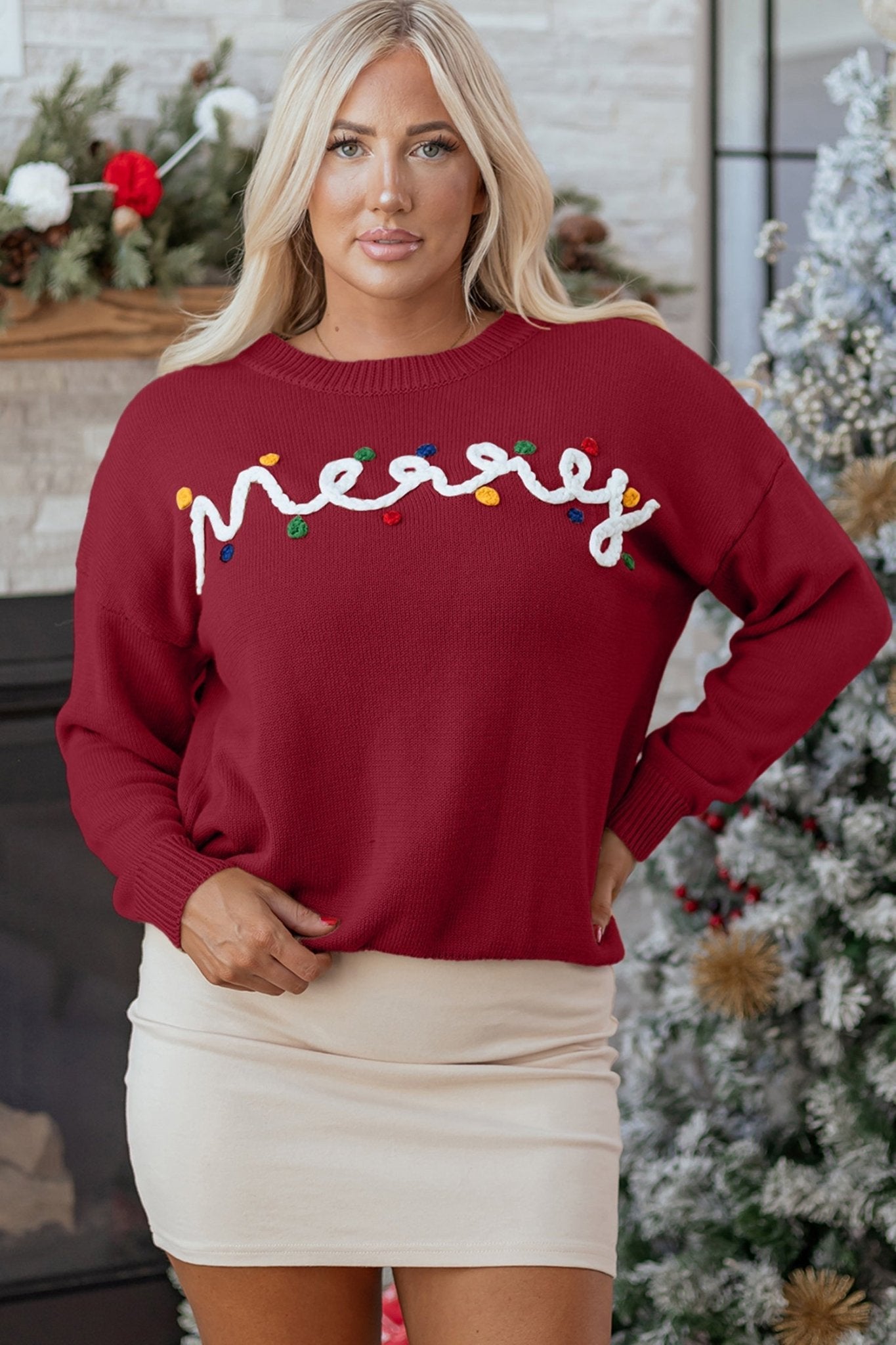 Jade Christmas Drop Shoulder Sweater - Hello Beautiful BoutiqueSweatersThreaded Pear