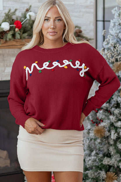 Jade Christmas Drop Shoulder Sweater - Hello Beautiful BoutiqueSweatersThreaded Pear