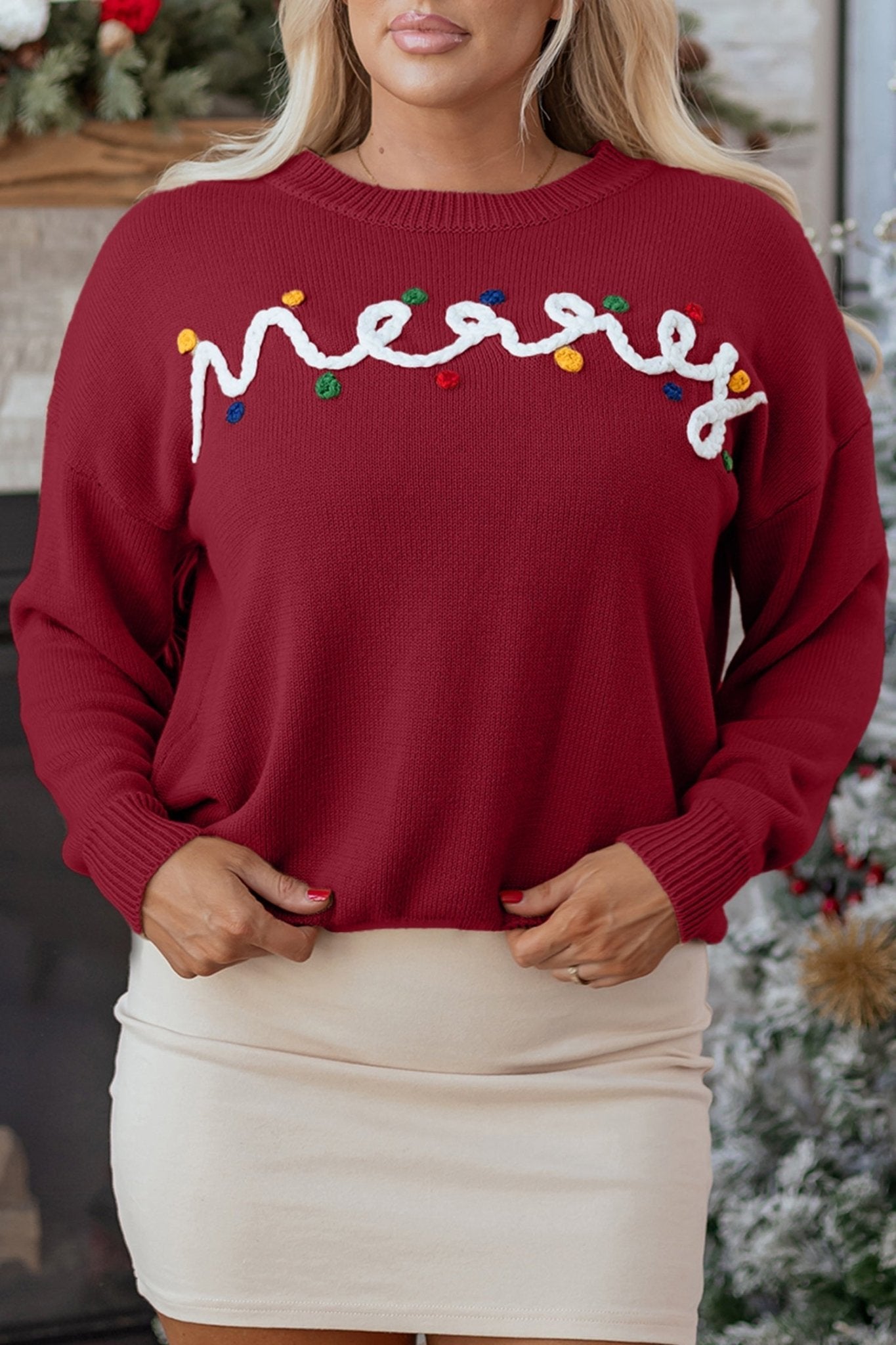 Jade Christmas Drop Shoulder Sweater - Hello Beautiful BoutiqueSweatersThreaded Pear