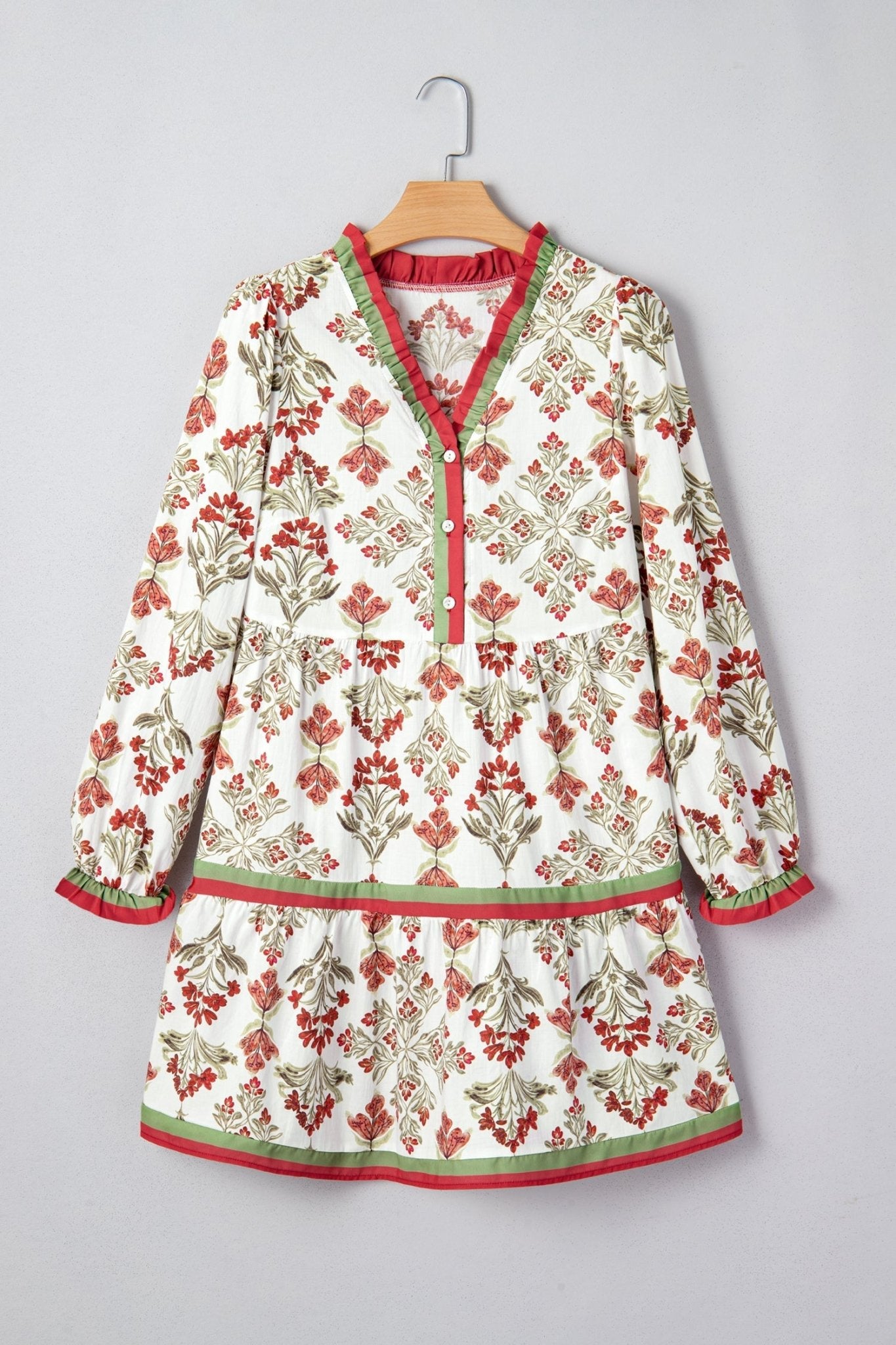 Jade Long Sleeve Flared Dress - Hello Beautiful BoutiqueFloral DressesThreaded Pear