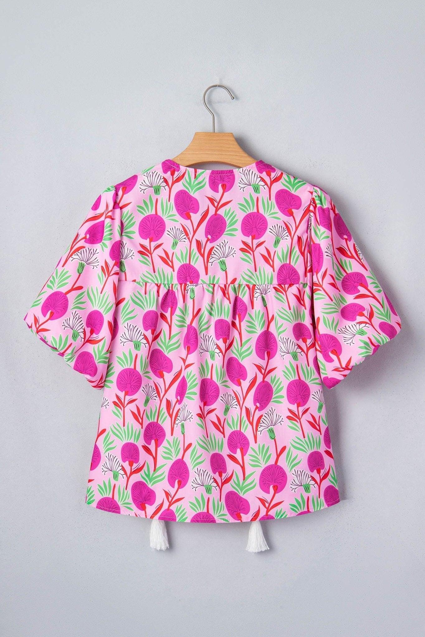 Jade Patchwork Tassel Tie Blouse - Hello Beautiful BoutiqueBlouses & ShirtsThreaded Pear