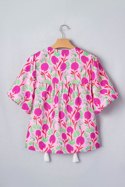 Jade Patchwork Tassel Tie Blouse - Hello Beautiful BoutiqueBlouses & ShirtsThreaded Pear