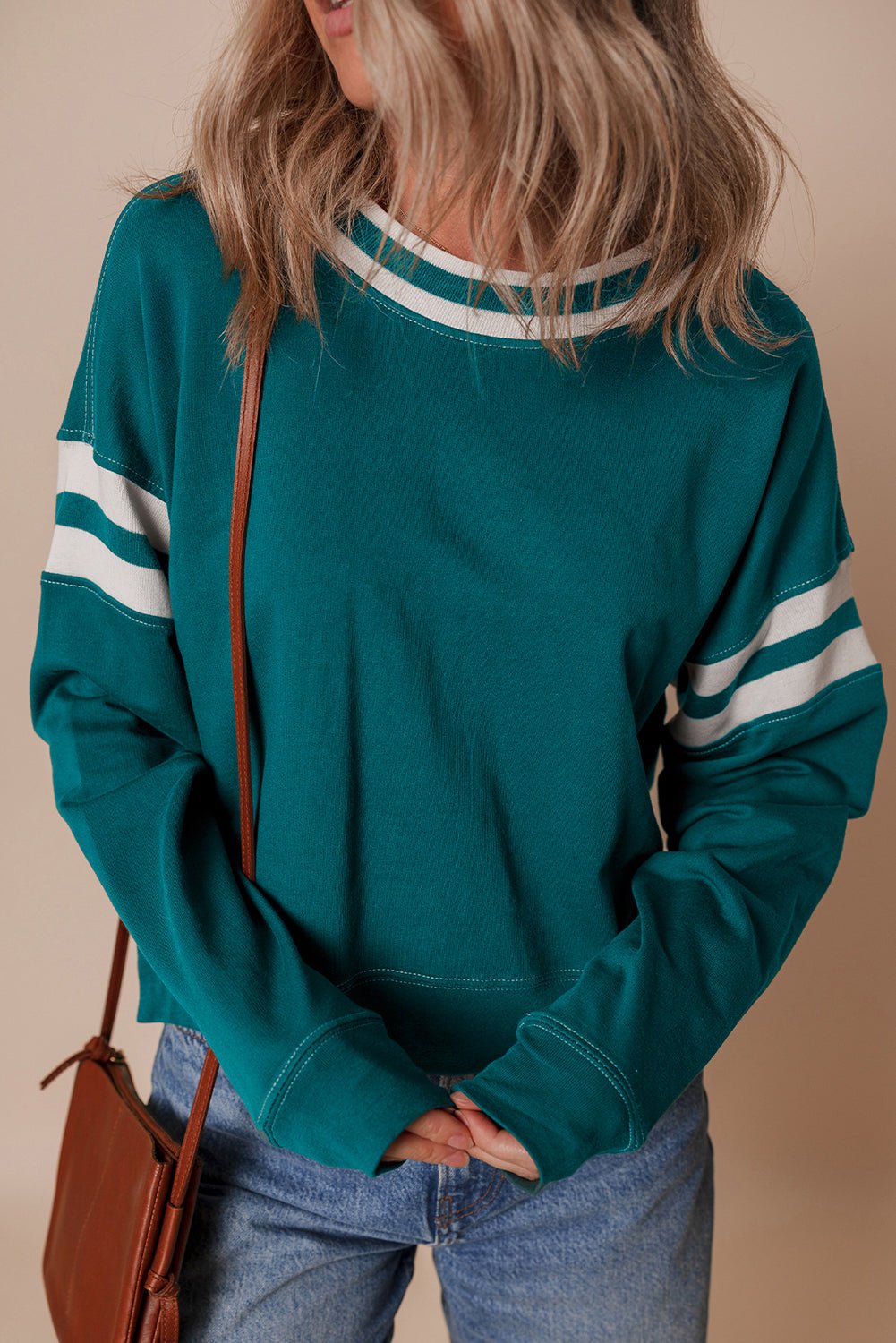 Jadeita Patchwork Drop Shoulder Sweatshirt - Hello Beautiful BoutiqueSweatshirts & HoodiesThreaded Pear