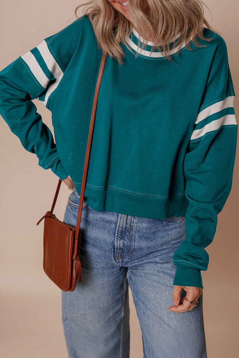 Jadeita Patchwork Drop Shoulder Sweatshirt - Hello Beautiful BoutiqueSweatshirts & HoodiesThreaded Pear