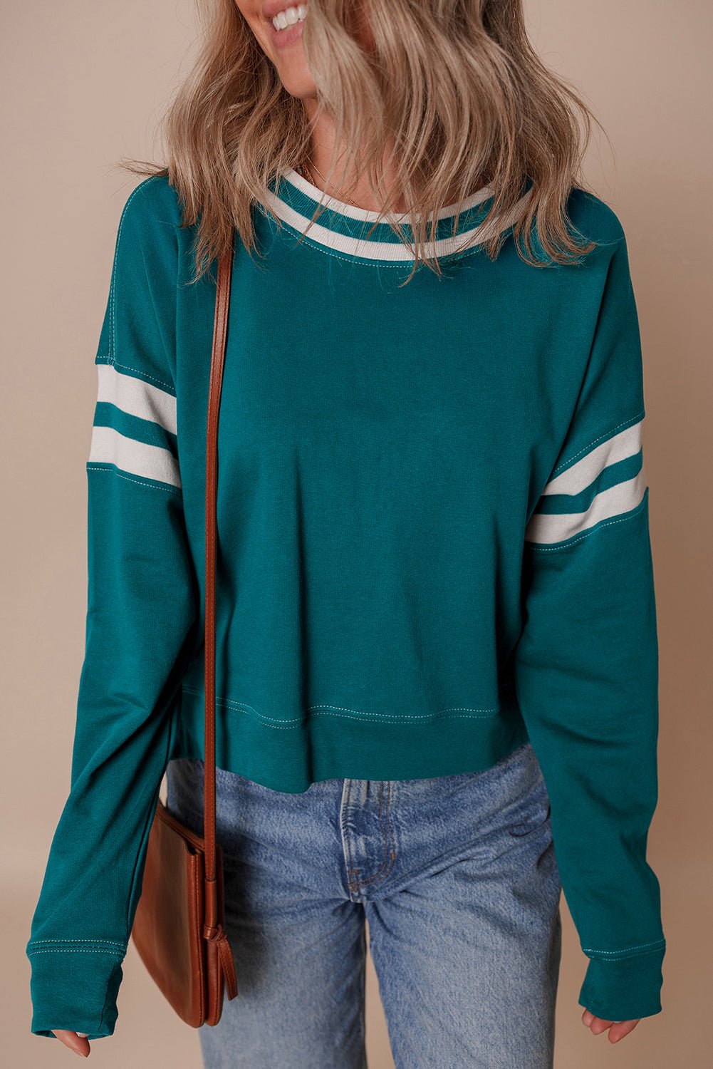 Jadeita Patchwork Drop Shoulder Sweatshirt - Hello Beautiful BoutiqueSweatshirts & HoodiesThreaded Pear