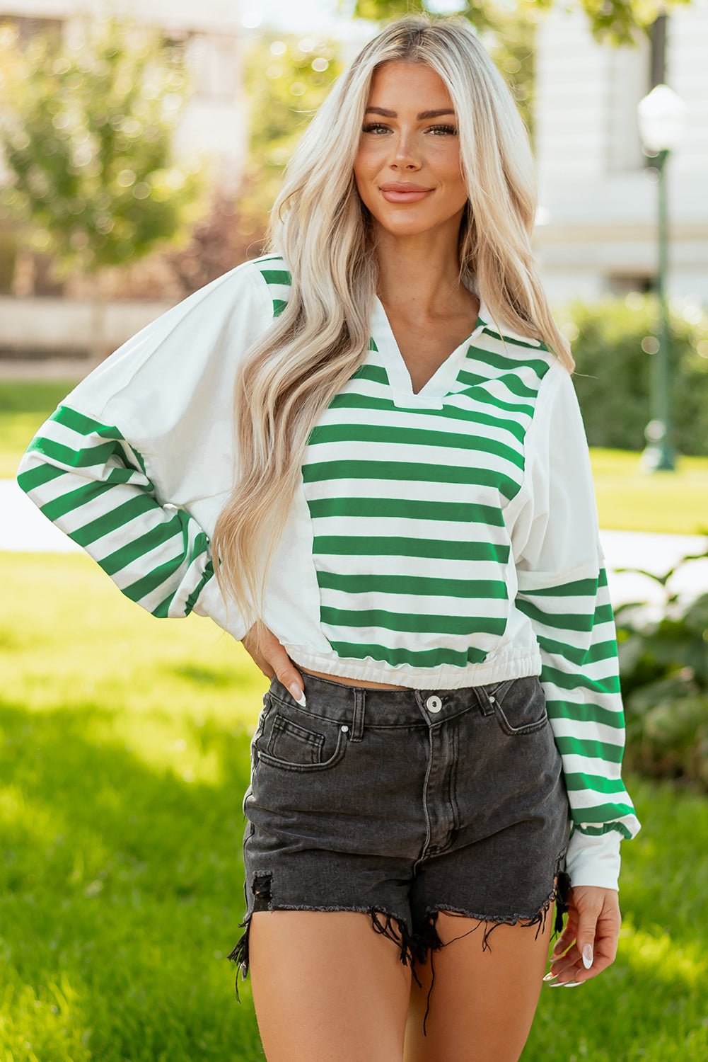 Janelle Collared Cropped Knit Pullover - Hello Beautiful BoutiqueLong Sleeve TopsThreaded Pear