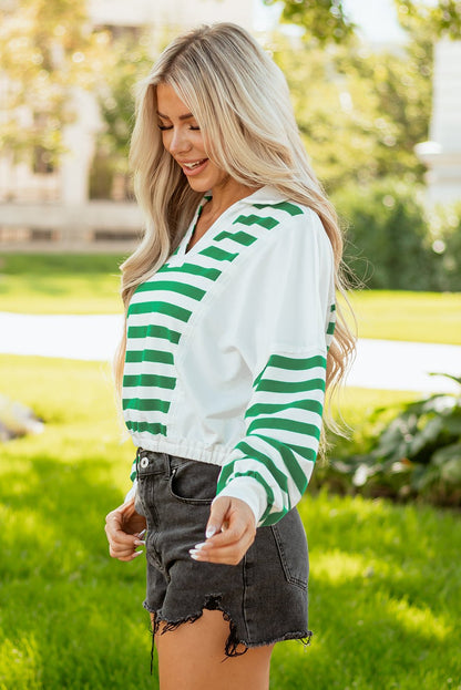 Janelle Collared Cropped Knit Pullover - Hello Beautiful BoutiqueLong Sleeve TopsThreaded Pear