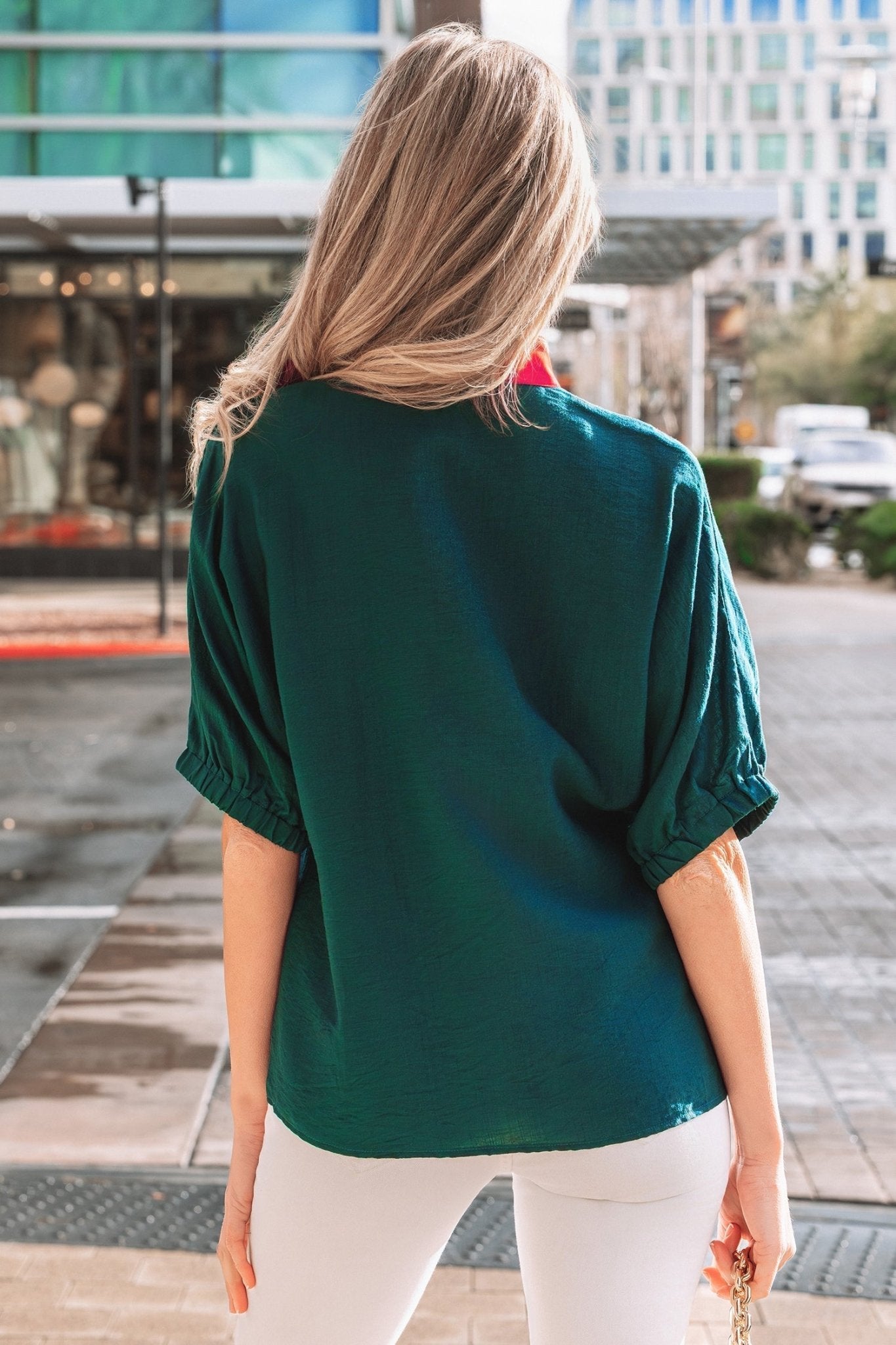 Janiyah Patchwork Half Sleeve Blouse - Hello Beautiful BoutiqueBlouses & ShirtsThreaded Pear