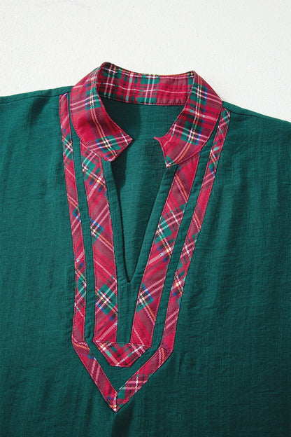 Janiyah Patchwork Half Sleeve Blouse - Hello Beautiful BoutiqueBlouses & ShirtsThreaded Pear