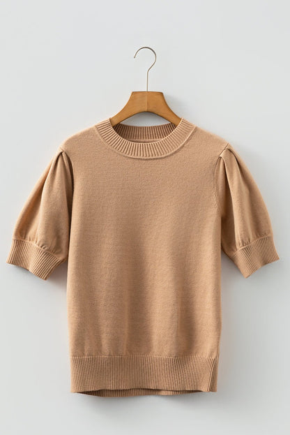 Jasmine Short Puff Sleeve Sweater - Hello Beautiful BoutiqueShort Sleeve SweatersThreaded Pear