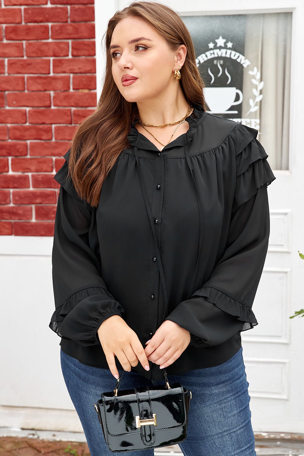 Jaycee Sleeve Chiffon Elegant PLUS Shirt - Hello Beautiful BoutiquePlus Size Blouses & ShirtsThreaded Pear