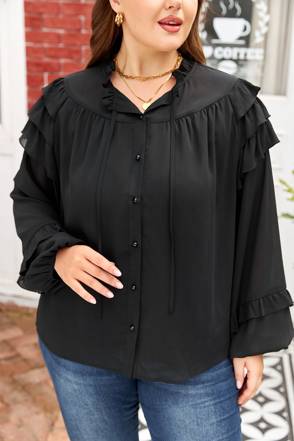 Jaycee Sleeve Chiffon Elegant PLUS Shirt - Hello Beautiful BoutiquePlus Size Blouses & ShirtsThreaded Pear