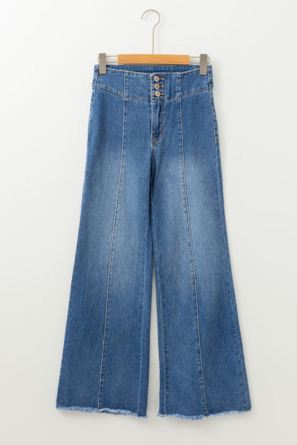Jaylani Raw Hem Flare Jeans - Hello Beautiful BoutiqueJeansThreaded Pear