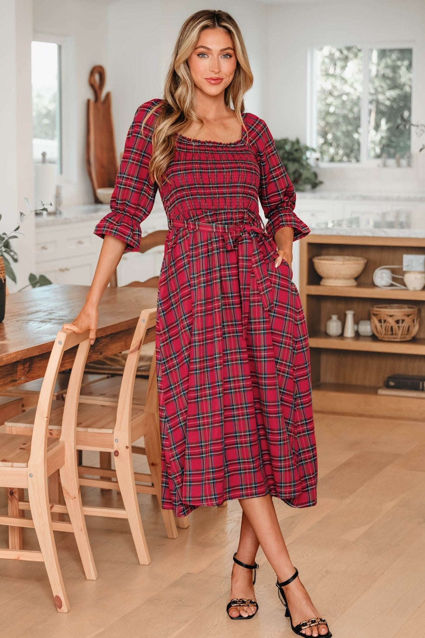 Jazmin Waist Flared Midi Dress - Hello Beautiful BoutiqueMidi DressesThreaded Pear