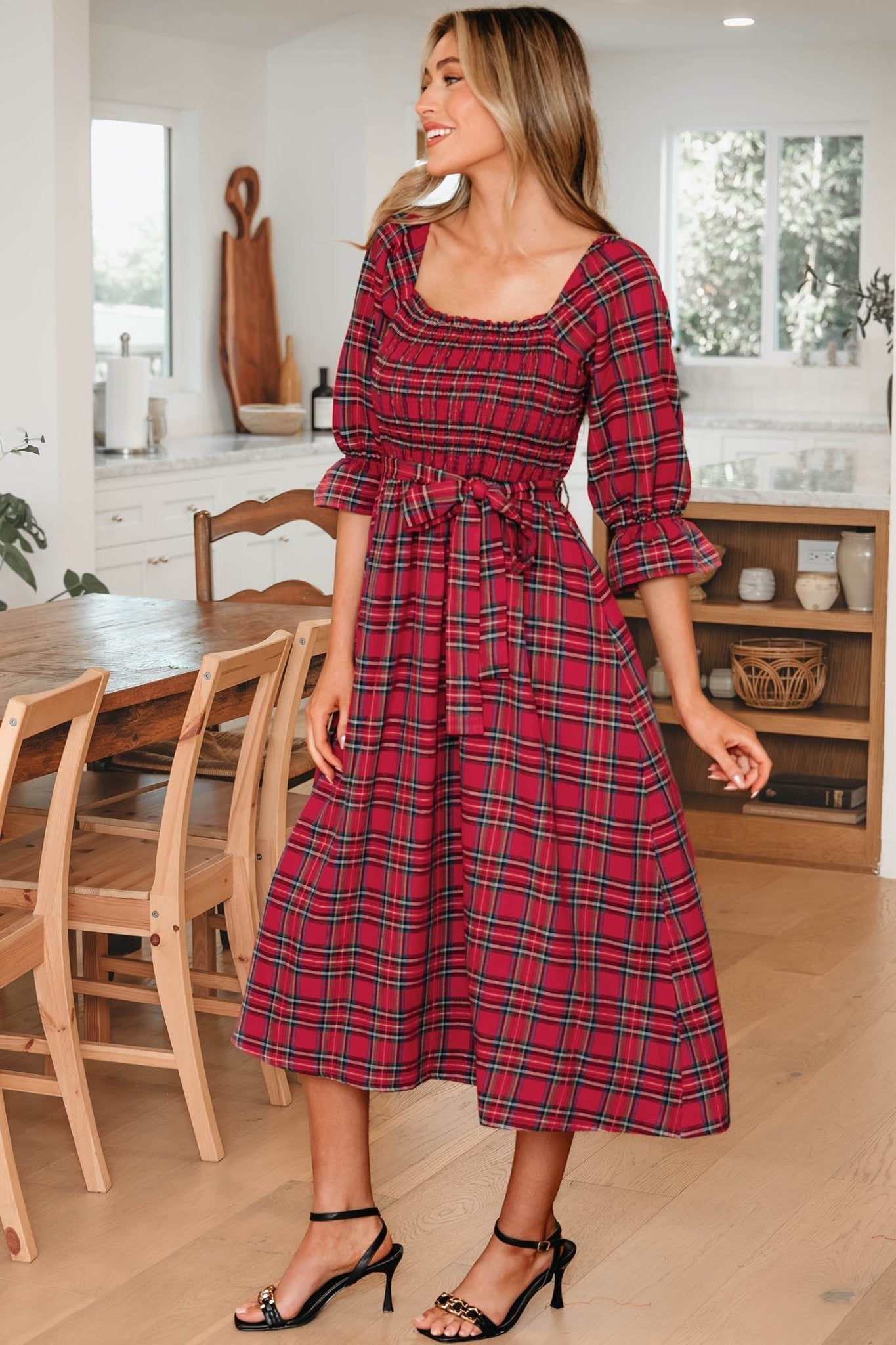 Jazmin Waist Flared Midi Dress - Hello Beautiful BoutiqueMidi DressesThreaded Pear