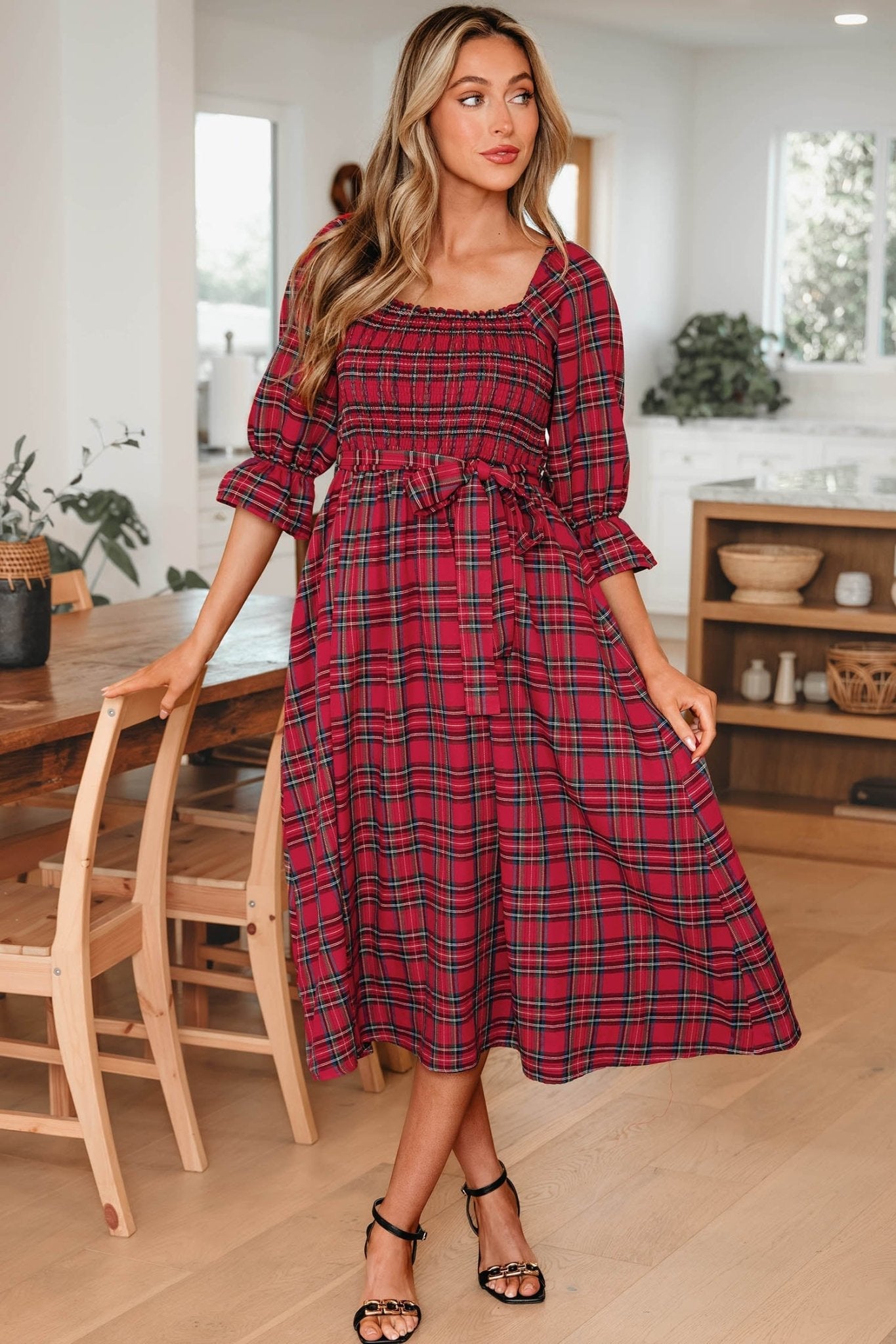 Jazmin Waist Flared Midi Dress - Hello Beautiful BoutiqueMidi DressesThreaded Pear