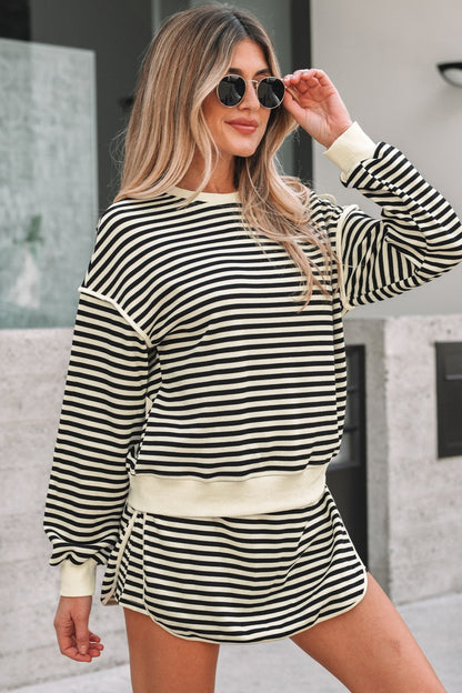 Jessica Drop Shoulder Pullover Top & Skirt Set - Hello Beautiful BoutiqueTwo Piece DressesThreaded Pear