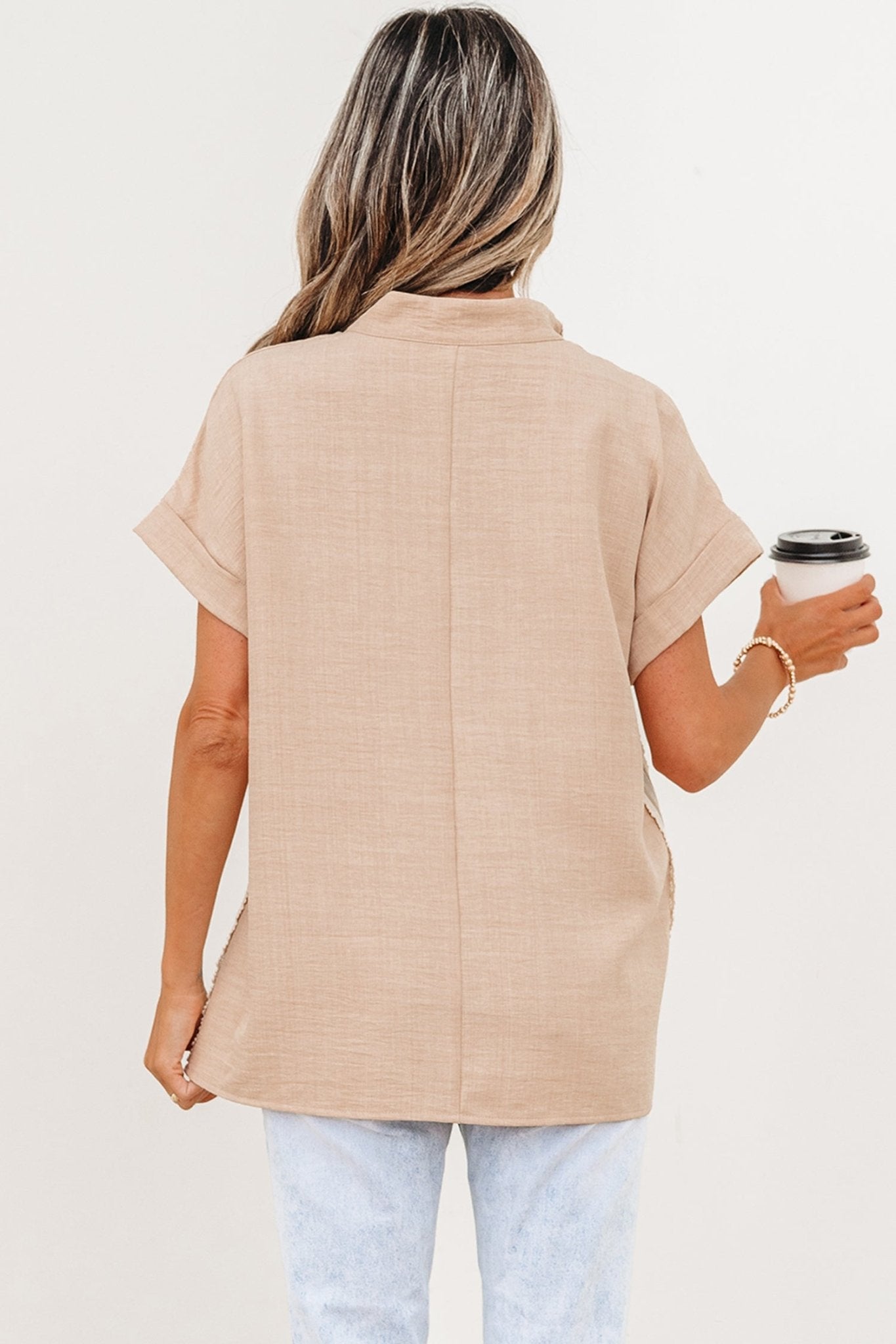Jessica Rolled Short Sleeve Blouse - Hello Beautiful BoutiqueBlouses & ShirtsThreaded Pear