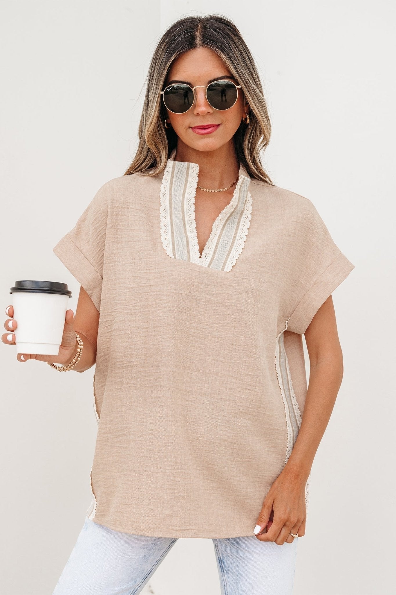 Jessica Rolled Short Sleeve Blouse - Hello Beautiful BoutiqueBlouses & ShirtsThreaded Pear