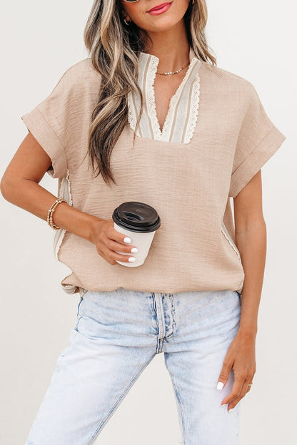Jessica Rolled Short Sleeve Blouse - Hello Beautiful BoutiqueBlouses & ShirtsThreaded Pear