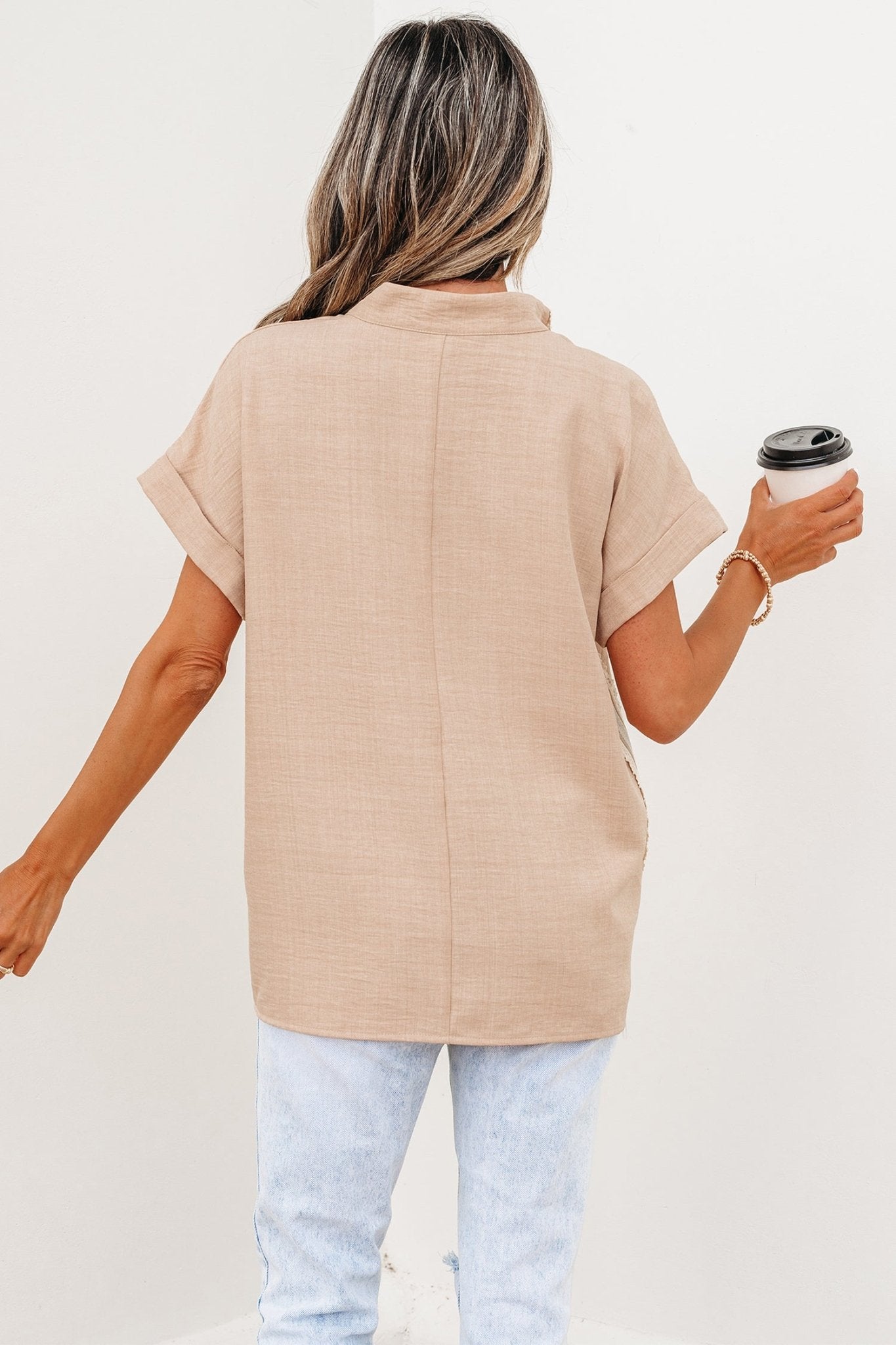 Jessica Rolled Short Sleeve Blouse - Hello Beautiful BoutiqueBlouses & ShirtsThreaded Pear