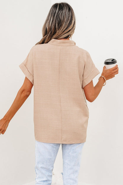 Jessica Rolled Short Sleeve Blouse - Hello Beautiful BoutiqueBlouses & ShirtsThreaded Pear