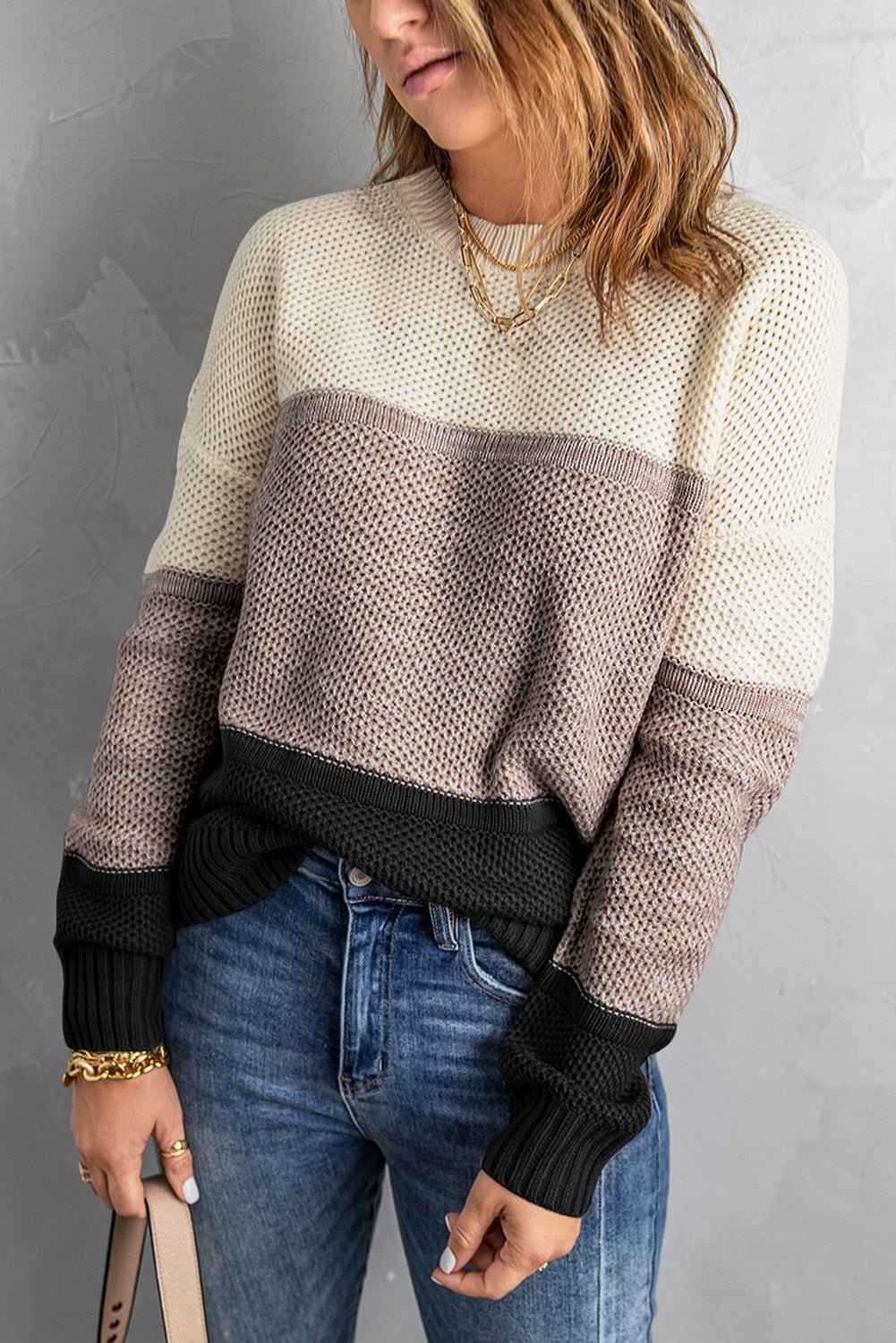 Jianna Netted Texture Pullover Sweater - Hello Beautiful BoutiqueSweatersThreaded Pear