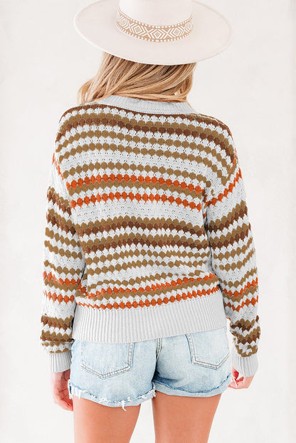 Jimena Patterned Drop Shoulder Sweater - Hello Beautiful BoutiqueSweatersThreaded Pear
