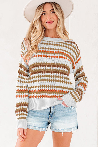 Jimena Patterned Drop Shoulder Sweater - Hello Beautiful BoutiqueSweatersThreaded Pear